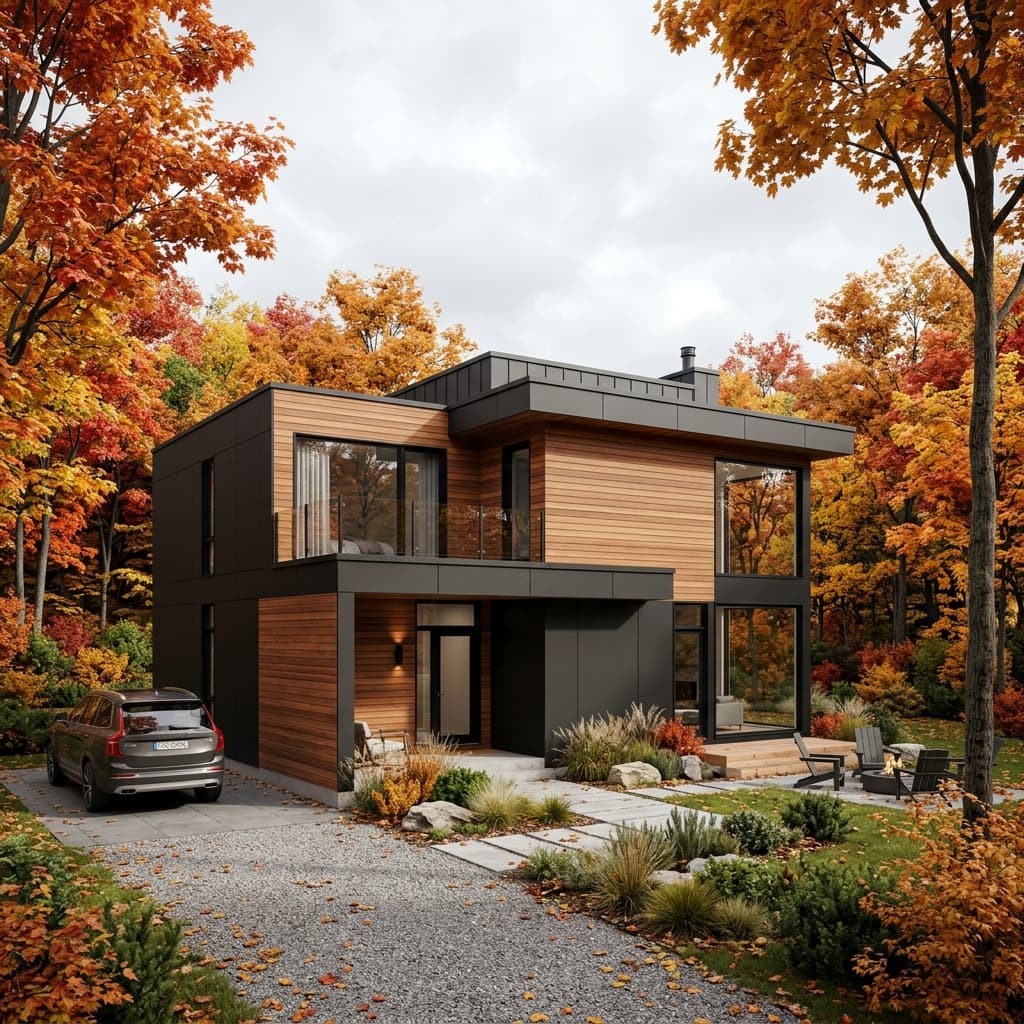 Maison forestière moderne en bois noir