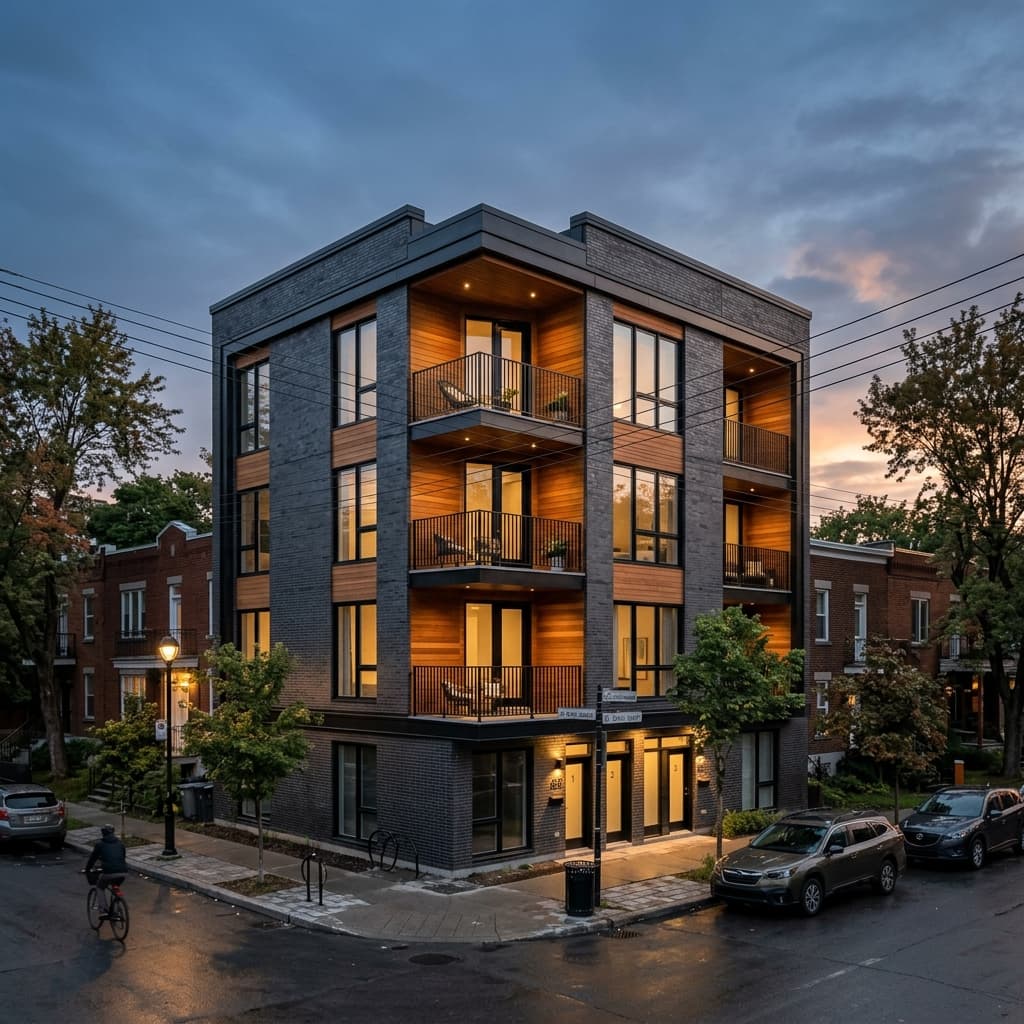 Triplex urbain en bois et brique